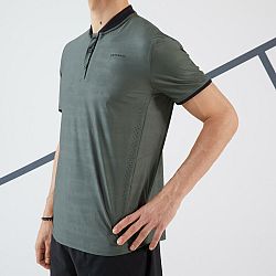 ARTENGO Pánske tenisové tričko Dry+ krátky rukáv zelené khaki S