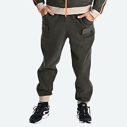DECATHLON Pánske džogingové nohavice na zips s jednoduchým obliekaním z biobavlny čierne khaki L