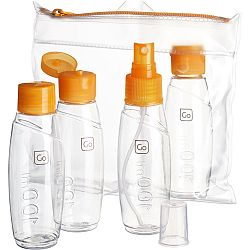 DESIGN GO Súprava 4 fľaštičiek s objemom 100 ml do príručnej batožiny .