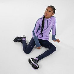 Dievčenské tričko s dlhým rukávom hrejivé Kiprun Warm+ 500 slezovo-sivé fialová 14-15 r (160-166 cm)