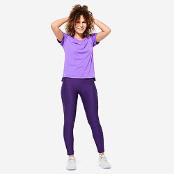 DOMYOS Dámske tričko 120 na fitness s krátkym rukávom fialové fialová S