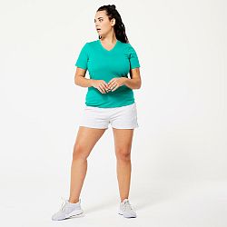DOMYOS Dámske tričko na fitnes 500 s výstrihom do V zelené zelená S