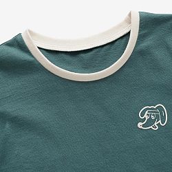 DOMYOS Detské bavlnené tričko na cvičenie zelená 4-5 r (103-112 cm)
