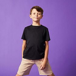 DOMYOS Detské bavlnené tričko unisex čierne 12-13 r (151-160 cm)