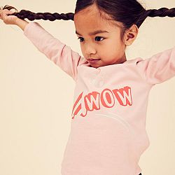 DOMYOS Detské tričko s dlhým rukávom na cvičenie ružové 24 m (82-88 cm)