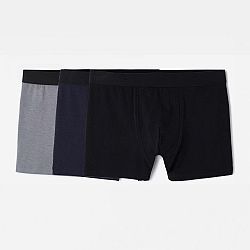 DOMYOS Pánske bavlnené boxerky čierno-sivo-modré 3 ks čierna S