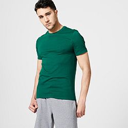 DOMYOS Pánske tričko 500 Slim na cvičenie zelené zelená 3XL