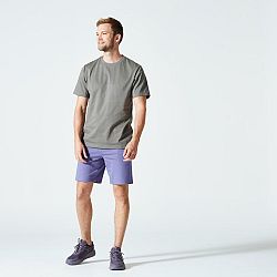 DOMYOS Pánske tričko na fitness 500 Essentials kaki khaki S