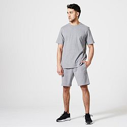 DOMYOS Pánske tričko na fitness 500 Essentials sivé šedá L