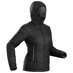 FORCLAZ Dámska syntetická bunda MT100 s kapucňou na horskú turistiku do -5 °C čierna S