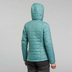 FORCLAZ Dámska syntetická bunda MT100 s kapucňou na horskú turistiku do -5 °C modrá M