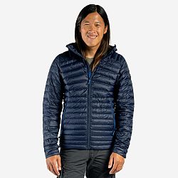 FORCLAZ Pánska páperová bunda MT100 na horskú turistiku s kapucňou do -5 °C modrá XL