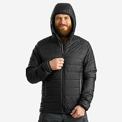 FORCLAZ Pánska prešívaná bunda MT100 na horskú turistiku s kapucňou do -5 °C čierna M