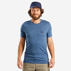 FORCLAZ Pánske trekingové tričko Travel 500 s krátkym rukávom z vlny merino modré L