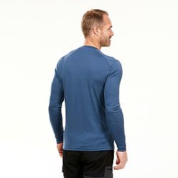 FORCLAZ Pánske tričko MT500 s dlhým rukávom 100 % vlna merino modré XL