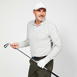 INESIS Pánska golfová polokošeľa s dlhým rukávom MW500 sivá šedá XL