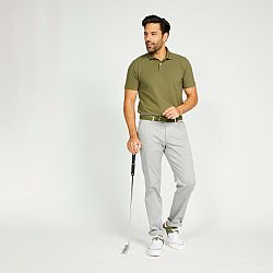 INESIS Pánska golfová polokošeľa s krátkym rukávom MW500 kaki khaki 3XL
