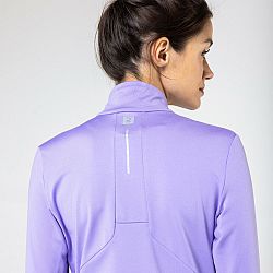 KALENJI Dámske hrejivé bežecké tričko s dlhým rukávom Zip warm fialové fialová L-XL