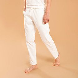 KIMJALY Pánske plátenné nohavice na jemnú jogu ľan bavlna biele XL