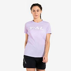 KIPRUN Dámske trailové tričko s krátkym rukávom fialové s potlačou fialová XS