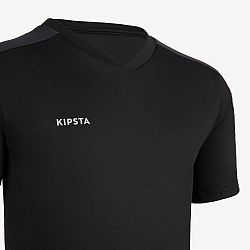KIPSTA Detský futbalový dres Essentiel s krátkym rukávom čierny 14-15 r (161-172 cm)