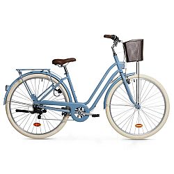 Mestský bicykel Elops 520 so zníženým rámom džínovo modrý SM
