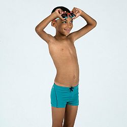 NABAIJI Chlapčenské boxerkové plavky 100 Plus tyrkysové modrá 8-9 r (131-140 cm)