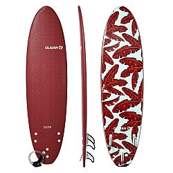 OLAIAN Penová surfovacia doska 500 7' dodávaná s 1 leashom a 3 plutvičkami červená