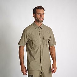 SOLOGNAC Ľahká košeľa s krátkym rukávom 100 zelená khaki M
