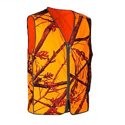 SOLOGNAC Poľovnícka vesta Compact nehlučná reflexná s maskovaním oranžová 2XL