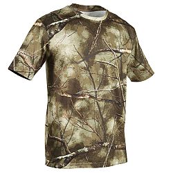 SOLOGNAC Priedušné poľovnícke tričko 100 s krátkym rukávom maskovanie Treemetic khaki M