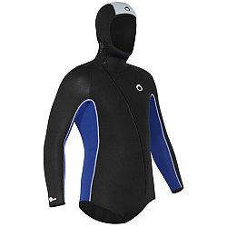 SUBEA Pánska potápačská neoprénová bunda s kapucňou SCD 5,5 mm čierno-modrá čierna S