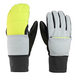 WEDZE Skialpinistické nepremokavé rukavice/palčiaky 2v1 sivo-žlté šedá S